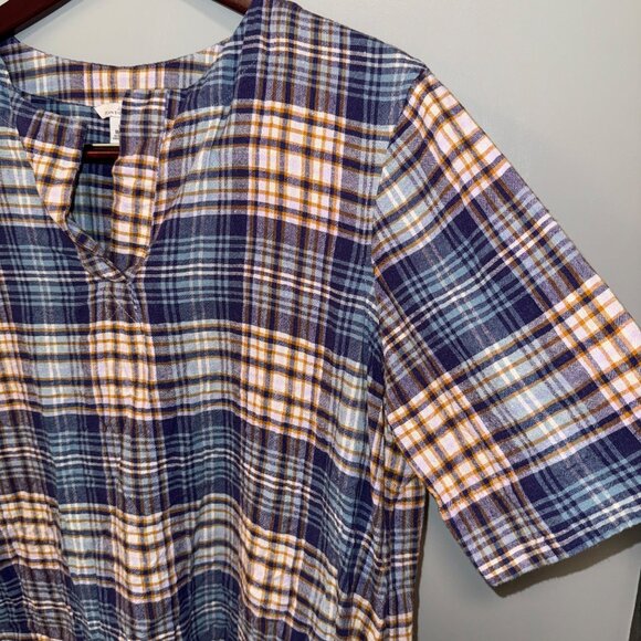 L.L. Bean Signature Womens Plaid Short Sleeve Shirt Size L - Picture 5 of 7